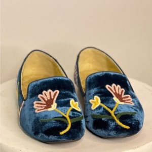 Birdies blue velvet flats